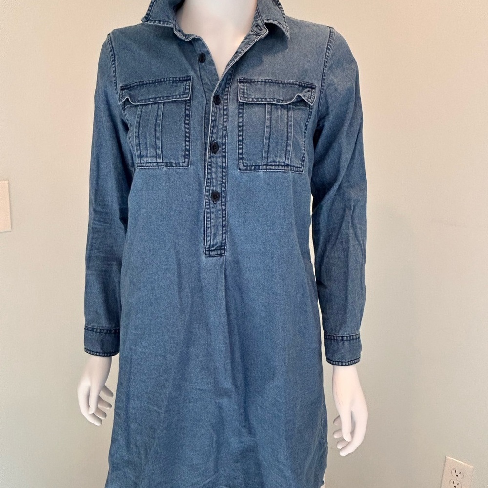 J. Crew Long Sleeve Denim Shirt Dress in Chambray